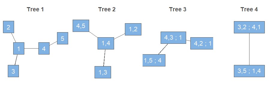 Figure 1: Possible 5-dimensional R-vine tree structure