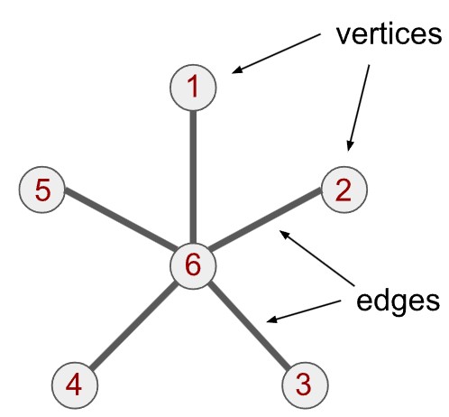 Star graph with six vertices